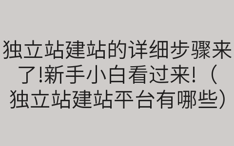 獨(dú)立站建站的詳細(xì)步驟來了!新手小白看過來!（獨(dú)立站建站平臺(tái)有哪些）